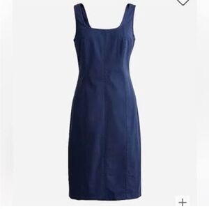 Navy Lightweight Cotton Twill Scoop Neck Dress